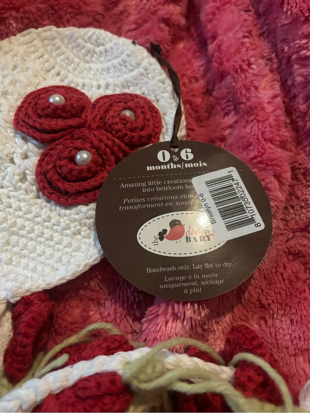 Crochet Baby Hat with Red Flower Accents - Kids Accessories